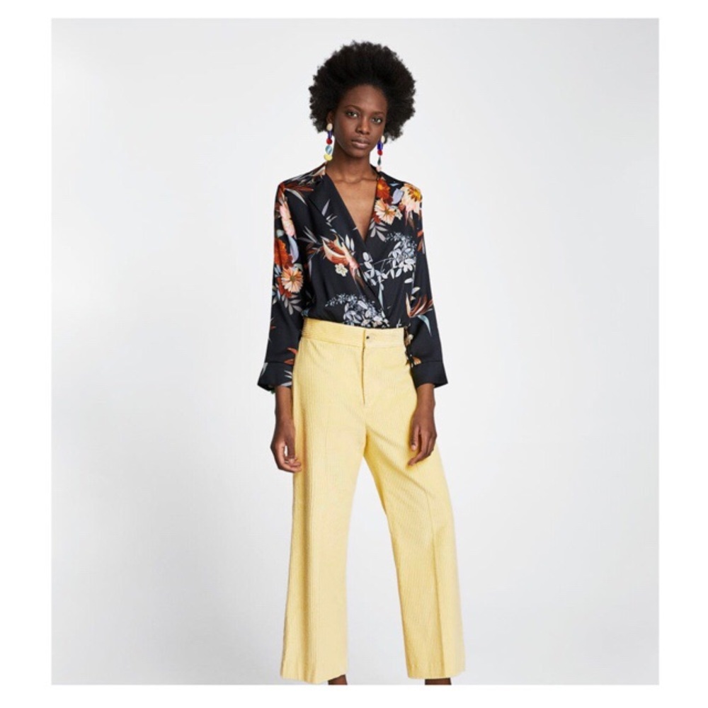 Zara printed bodysuit with shoulder pads